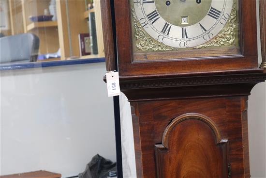 A mahogany longcase clock, the eight-day movement with brass dial by Philip Polkinghorn, St Austle, 200cm